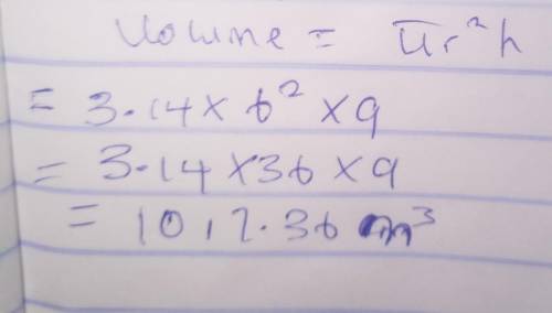 PLEASE HELP I WILL MAKE BRAINLIST What is the volume of a cylinder, in cubic m, with a height of 9m