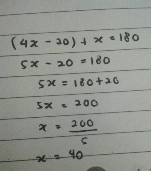 What is the value of x? x = 32 x = 36 x = 37 x = 40