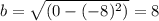 b=\sqrt{(0-(-8)^2)}=8