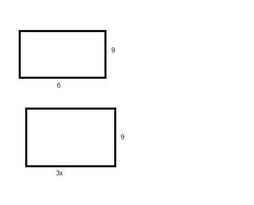 Draw two rectangles.The first has length 6 and width 9. The second has length 3x and width 9. Write