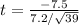 t = \frac{- 7.5}{7.2/\sqrt{39} }