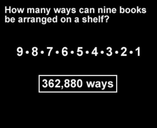 How many different ways can 9 books be arranged on a bookshelf?
