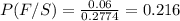 P(F/S)=\frac{0.06}{0.2774}=0.216