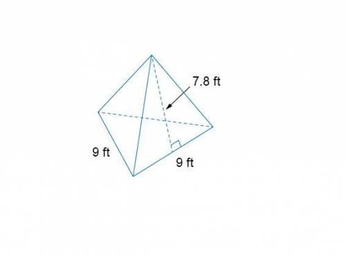 The triangular pyramid has identical equilateral triangles as its faces. Find the surface area of th