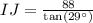 IJ=\frac{88}{\text{tan}(29^{\circ})}