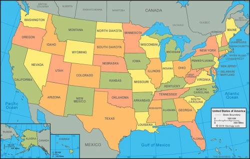 He map shows the entire United States. Which states should be labeled as West Coast states? Washingt