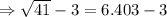 \Rightarrow \sqrt{41}-3=6.403-3
