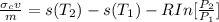 \frac{\sigma _cv}{m} = s(T_2)- s(T_1) - R In [\frac{P_2}{P_1}]