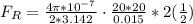 F_R} = \frac{4 \pi * 10^{-7}}{2 * 3.142} \cdot \frac{ 20*20  }{0.015} * 2 ({\frac{1}{2} })