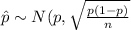 \hat p \sim N(p , \sqrt{\frac{p(1-p)}{n}}