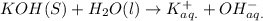 KOH(S)+H_{2}O(l)\rightarrow K_{aq.}^{+}+OH_{aq.}^{-}