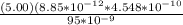 \frac{(5.00)(8.85*10^{-12}*4.548*10^{-10}}{95*10^{-9}}