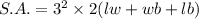 S.A.=3^2\times 2(lw+wb+lb)