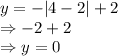 y = -|4-2| + 2 \\\Rightarrow -2 + 2\\ \Rightarrow y = 0