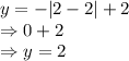 y = -|2-2| + 2 \\\Rightarrow 0 + 2\\ \Rightarrow y = 2