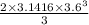 \frac{2 \times 3.1416 \times 3.6 ^{3} }{3}