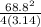 \frac{68.8^2}{4(3.14)}