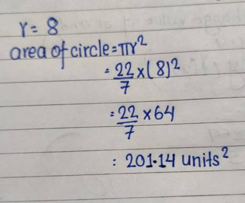 Find the area of a circle with a radius of 8. units?