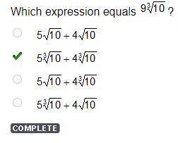 Which expression equals 9 cubed square root 10