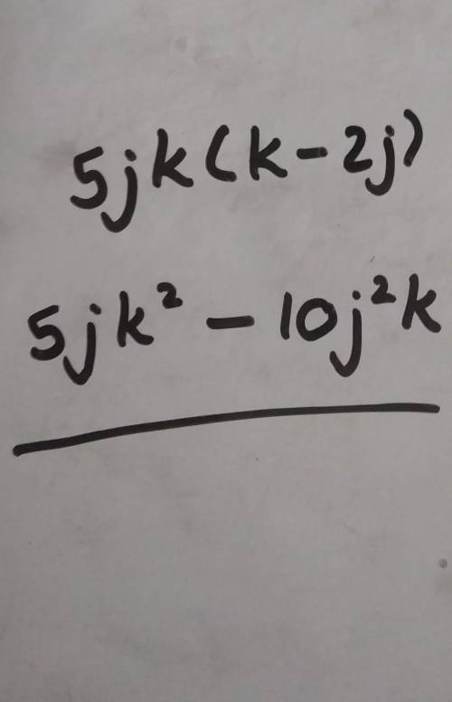 Find the product of 5jk(k – 2j)