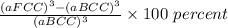 \frac{(aFCC)^3-(aBCC)^3}{(aBCC)^3}\times 100 \ percent