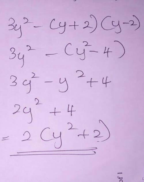 Solve 3y^{2} - (y + 2) (y - 2)