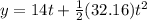 y = 14t+\frac{1}{2}(32.16)t^{2}