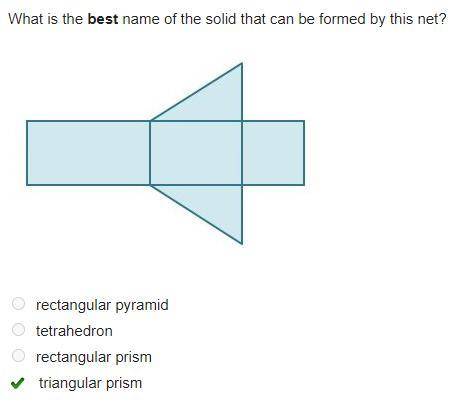 What is the best name of the solid that can be formed by this net? A prism is made up of 3 rectangle