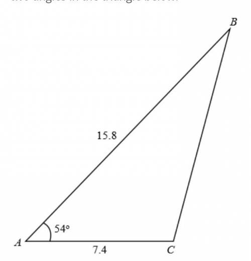 Solve for the missing length and the other two angles in the triangle below.  Part 1 - use law of co