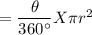 =\dfrac{\theta}{360^\circ}X\pi r^2