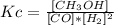 Kc=\frac{[CH_{3}OH ]}{[CO]*[H_{2} ]^{2} }