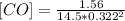 [CO]=\frac{1.56}{14.5*0.322^{2} }