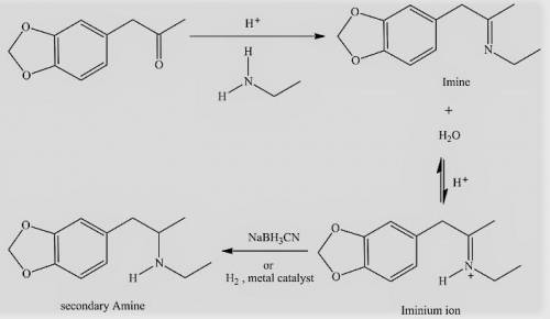 A molecule of formula c9h10o3 reacts consecutively as shown below to produce the secondary amine. Id