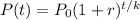 P(t)=P_0(1+r)^{t/k}