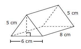 What is the lateral surface area of this triangular prism in square centimeters?