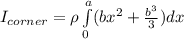 I_{corner} =  \rho \int\limits^a_0 (bx^2 + \frac{b^3}{3})dx