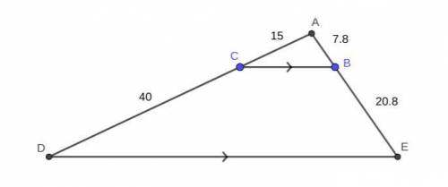 Reading and similar triangles In the diagram below of MADE, B is a point on AE and C is a point on A