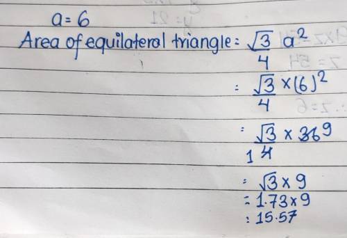 What is the area of an equilateral triangle whose altitude is 6？