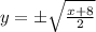 y = \pm \sqrt{\frac{x+8}{2} }