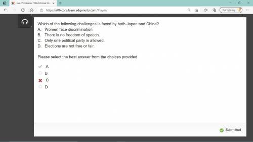 Which of the following challenges is faced by both Japan and China? A Women face discrimination, B.