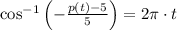 \cos^{-1}\left(-\frac{p(t)-5}{5} \right) = 2\pi\cdot t