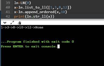 Define an iterative function named append_ordered; it is passed two arguments: a linked list (ll) wh