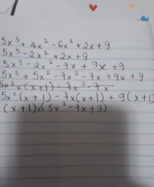 What is the of the polynomial?(5X^3+4x^2)-(6x^2-2X-9)