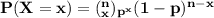 \mathbf{P(X=x)=(^n_x)_{p^x}(1-p)^{n-x}}