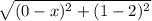 \sqrt{(0-x)^{2} + (1-2)^{2} }