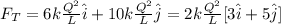 F_T=6k\frac{Q^2}{L}\hat{i}+10k\frac{Q^2}{L}\hat{j}=2k\frac{Q^2}{L}[3\hat{i}+5\hat{j}]