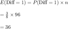 E(\text{Diff}=1)=P(\text{Diff}=1)\times n\\\\=\frac{3}{8}\times 96\\\\=36