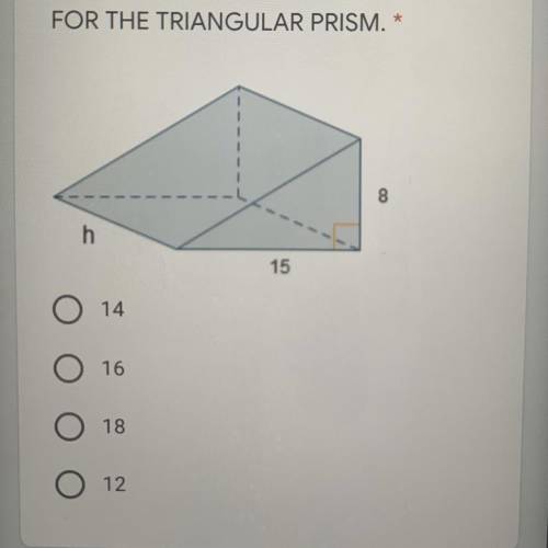Solve for the height (h) of this triangular prism if the volume is 1080. The volume of a triangular