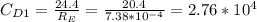 C_{D1}=\frac{24.4}{R_E}= \frac{20.4}{7.38*10^{-4}}=2.76*10^4