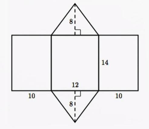 The net of a triangle prism is shown.Use the ruler provided to measure the dimensions of the net to